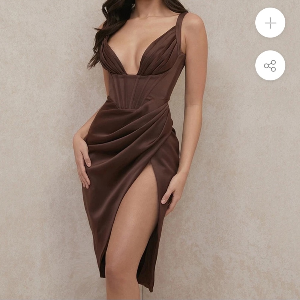 Chocolate brown satin dress